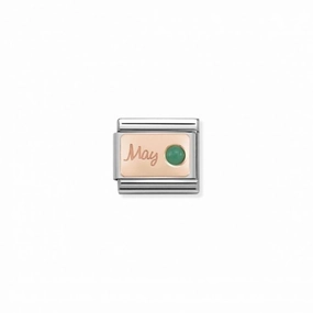 Nomination Composable Link May, Emerald Stone, 9K Rose Gold