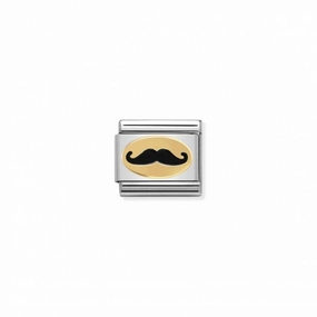 Nomination Composable Link Monsieur Moustache, 18K Gold & Enamel