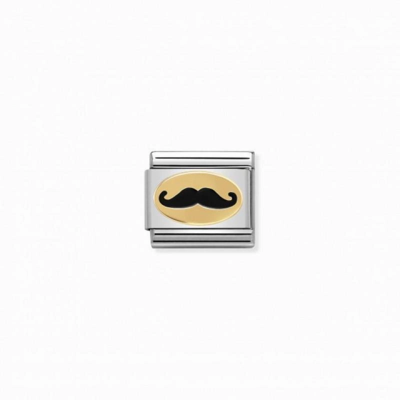 Nomination Composable Link Monsieur Moustache, 18K Gold & Enamel