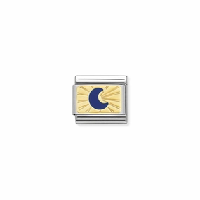 Nomination Composable Link Moon, Blue, 18K Gold & Enamel