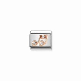 Nomination Composable Link Music Note, Cubic Zirconia, 9K Rose Gold