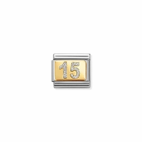 Nomination Composable Link Number 15, 18K Gold & Glitter Enamel
