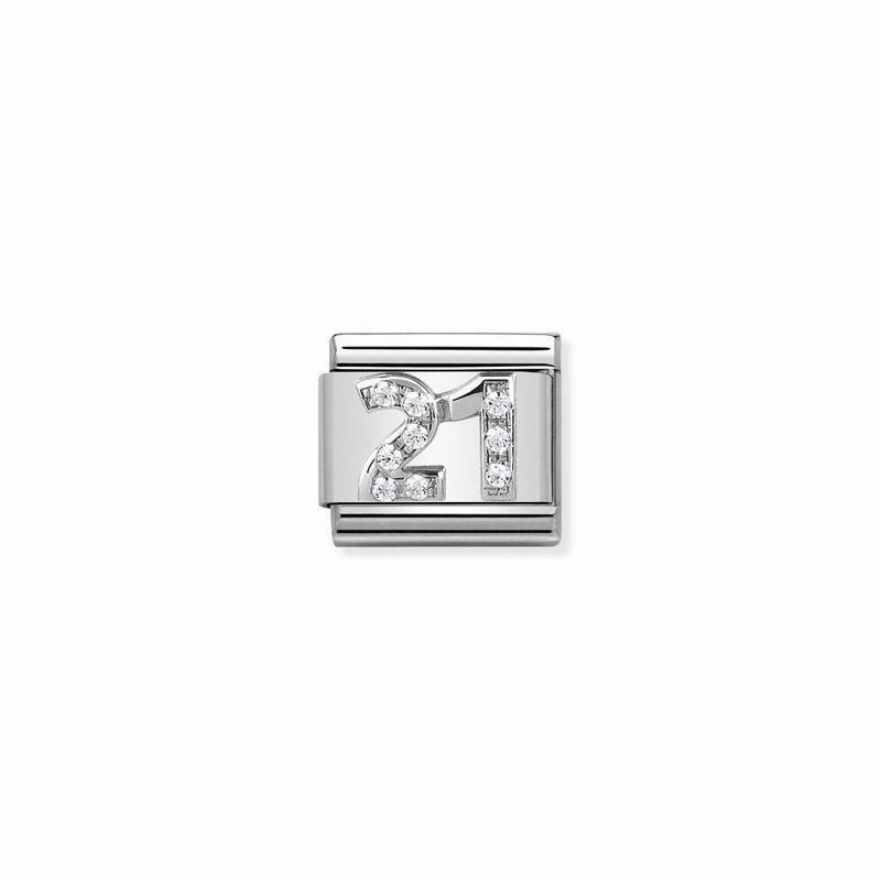 Nomination Composable Link Number 21, Cubic Zirconia, Silver