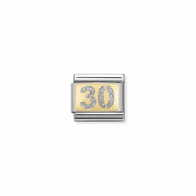 Nomination Composable Link Number 30, 18K Gold & Glitter Enamel