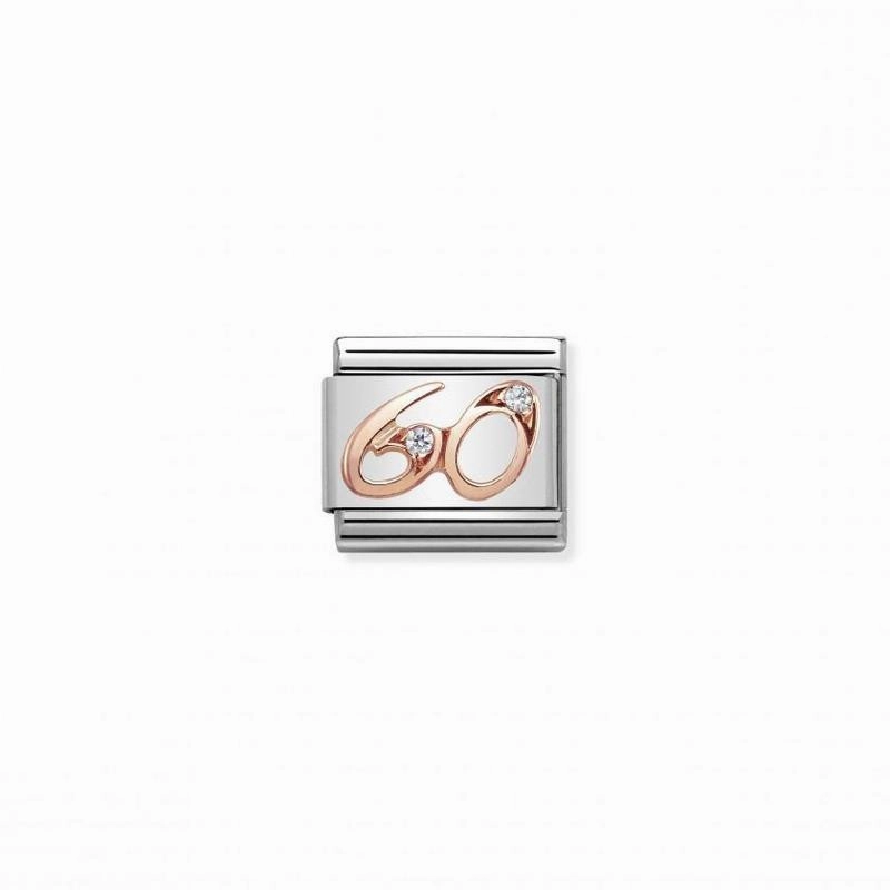 Nomination Composable Link Number 60, Cubic Zirconia, 9K Rose Gold
