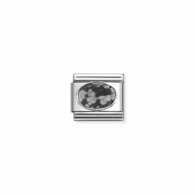 Nomination Composable Link Obsidian Stone, Silver