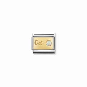 Nomination Composable Link October, White Opal Stone, 18K Gold