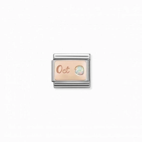 Nomination Composable Link October, White Opal Stone, 9K Rose Gold