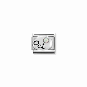 Nomination Composable Link October, White Opal Stone, Silver