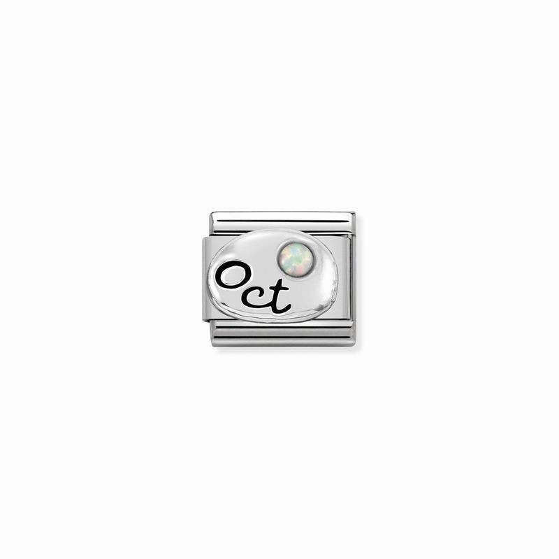 Nomination Composable Link October, White Opal Stone, Silver