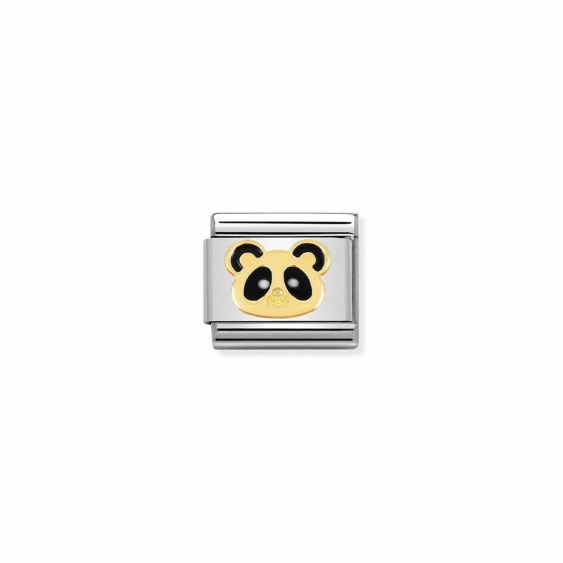 Nomination Composable Link Panda Bear Head, 18K Gold & Enamel