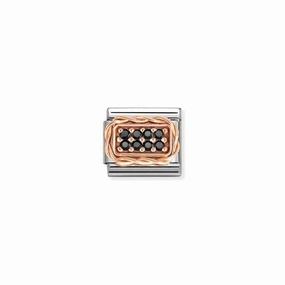 Nomination Composable Link Pave, Black Cubic Zirconia, 9K Rose Gold