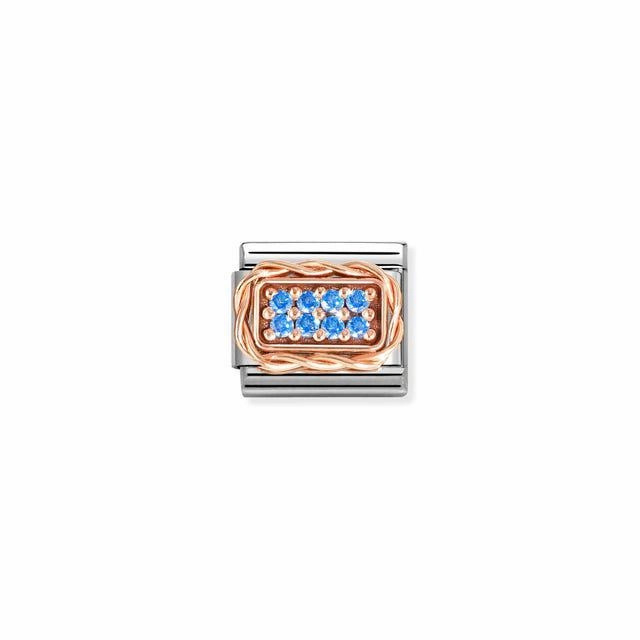 Nomination Composable Link Pave, Light Blue Cubic Zirconia, 9K Rose Gold