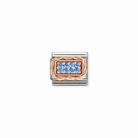 Nomination Composable Link Pave, Light Blue Cubic Zirconia, 9K Rose Gold