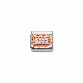 Nomination Composable Link Pave, Pink Cubic Zirconia, 9K Rose Gold