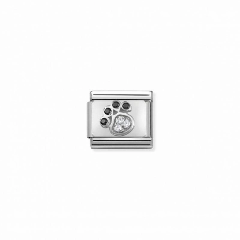 Nomination Composable Link Pawprint, Cubic Zirconia, Silver