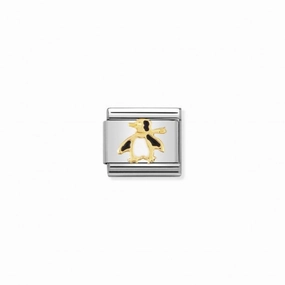Nomination Composable Link Penguin, 18K Gold & Enamel