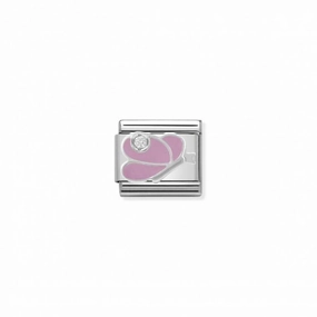 Nomination Composable Link Pink Butterfly, Cubic Zirconia, Silver & Enamel
