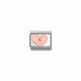 Nomination Composable Link Pink Coral Heart, Silver