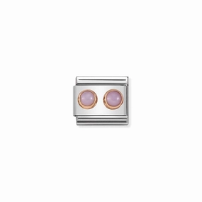 Nomination Composable Link Pink Opaline Double Stone, 9K Rose Gold