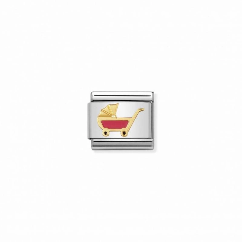 Nomination Composable Link Pink Pram, 18K Gold & Enamel