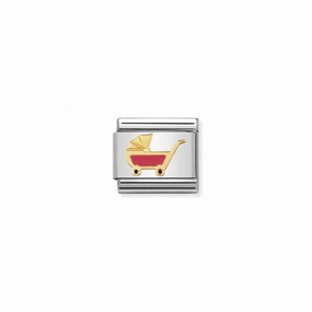 Nomination Composable Link Pink Pram, 18K Gold & Enamel