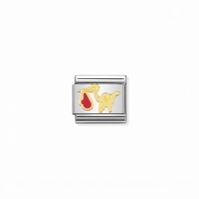 Nomination Composable Link Pink Stork, 18K Gold & Enamel