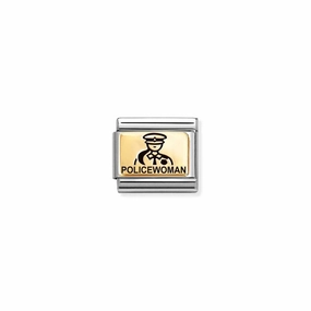 Nomination Composable Link Policewoman, 18K Gold & Enamel