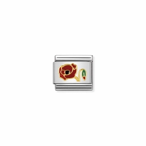 Nomination Composable Link Poppy, 18K Gold & Enamel