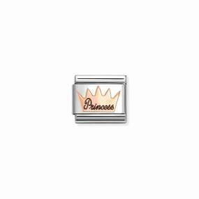 Nomination Composable Link Princess Crown, 9K Rose Gold & Enamel