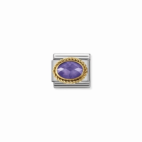 Nomination Composable Link Purple Rope, Faceted Cubic Zirconia, 18K Gold