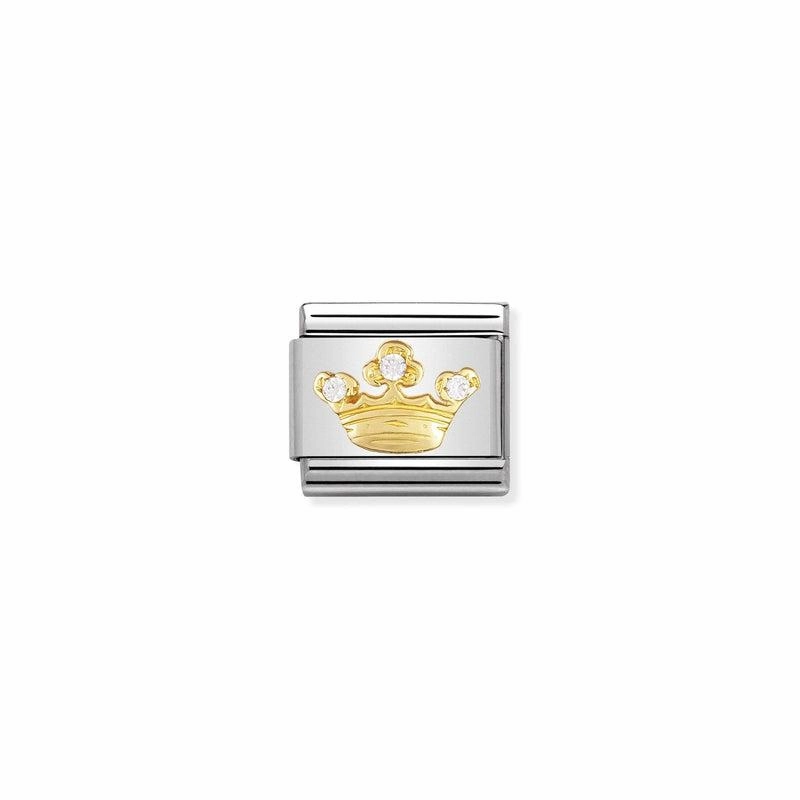 Nomination Composable Link Queen Crown, Cubic Zirconia, 18K Gold