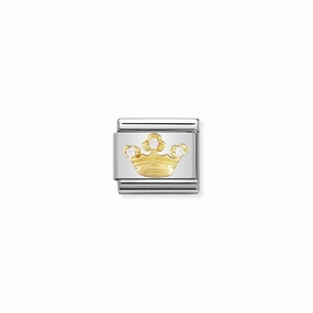 Nomination Composable Link Queen Crown, Cubic Zirconia, 18K Gold
