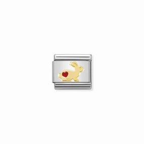 Nomination Composable Link Rabbit With Heart, 18K Gold & Enamel