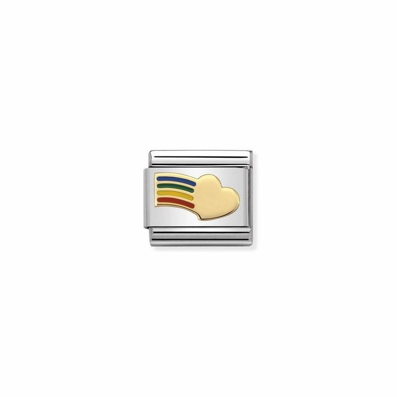 Nomination Composable Link Rainbow Heart, 18K Gold & Enamel