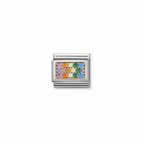 Nomination Composable Link Rainbow Pave, Cubic Zirconia, 9K Rose Gold