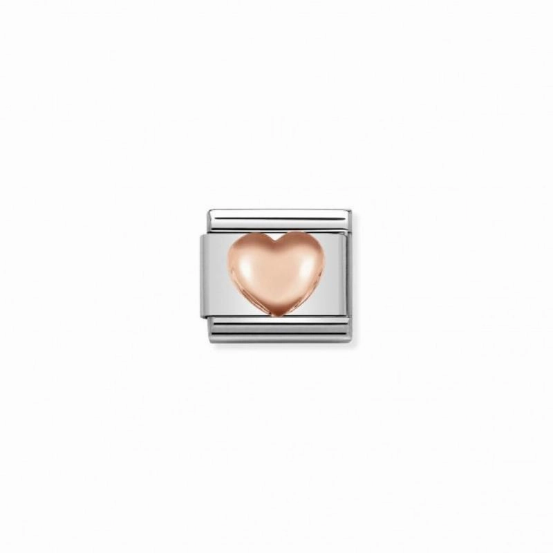 Nomination Composable Link Raised Heart, 9K Rose Gold