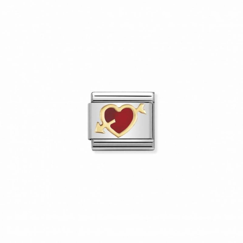 Nomination Composable Link Red Heart Arrow, 18K Gold & Enamel