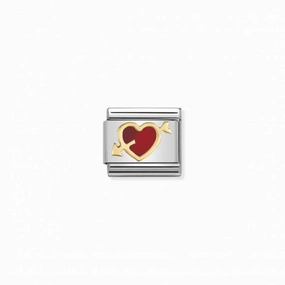 Nomination Composable Link Red Heart Arrow, 18K Gold & Enamel