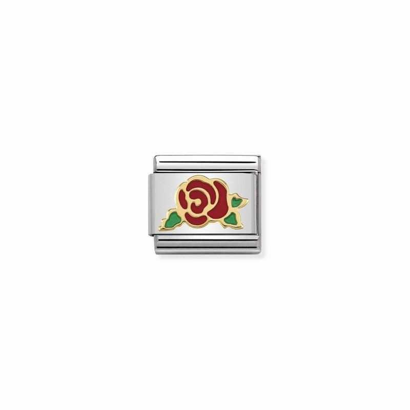 Nomination Composable Link Red Rose, 18K Gold & Enamel