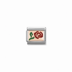 Nomination Composable Link Red Rose, 9K Rose Gold & Enamel