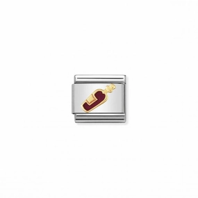 Nomination Composable Link Red Wine, 18K Gold & Enamel