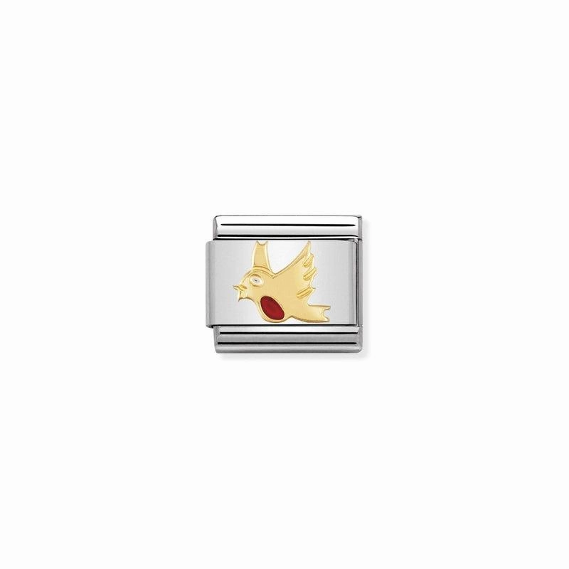 Nomination Composable Link Robin, 18K Gold & Enamel