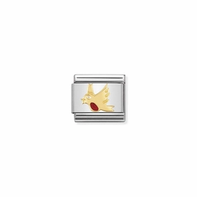 Nomination Composable Link Robin, 18K Gold & Enamel