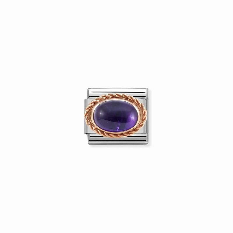 Nomination Composable Link Rope, Amethyst Stone, 9K Rose Gold