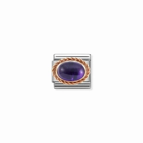 Nomination Composable Link Rope, Amethyst Stone, 9K Rose Gold