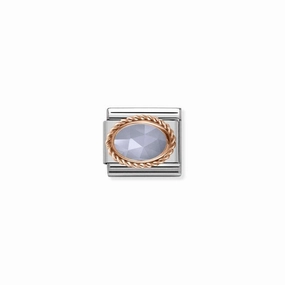 Nomination Composable Link Rope, Blue Agate Stone, 9K Rose Gold