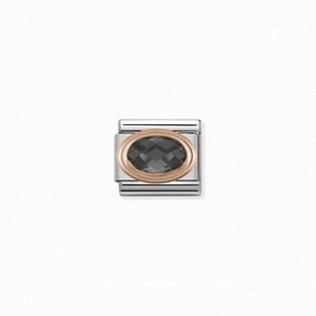 Nomination Composable Link Rope, Faceted Black Cubic Zirconia, 9K Rose Gold