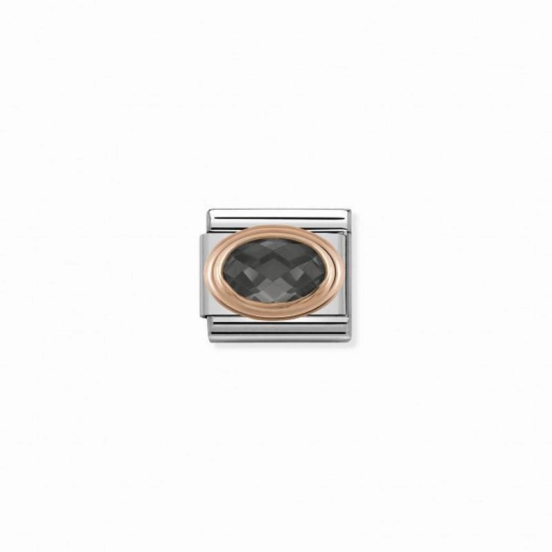 Nomination Composable Link Rope, Faceted Black Cubic Zirconia, 9K Rose Gold
