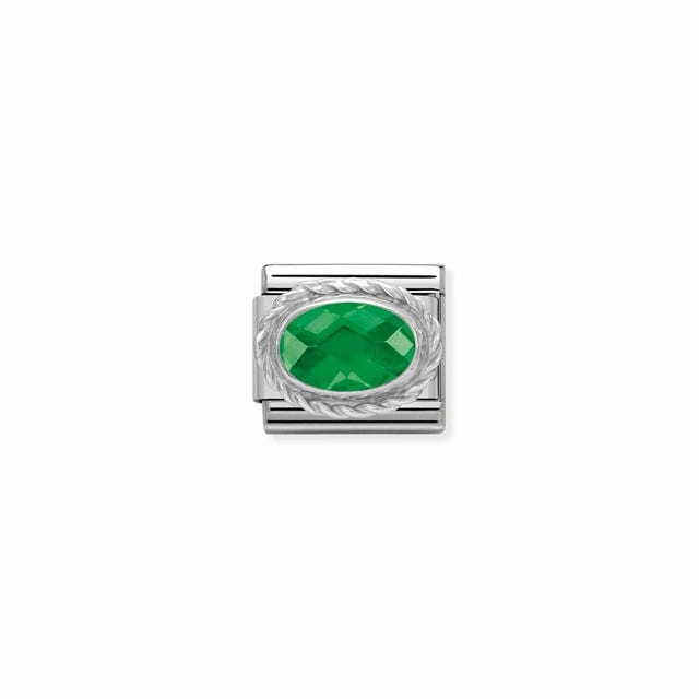 Nomination Composable Link Rope, Green Faceted Cubic Zirconia, Silver